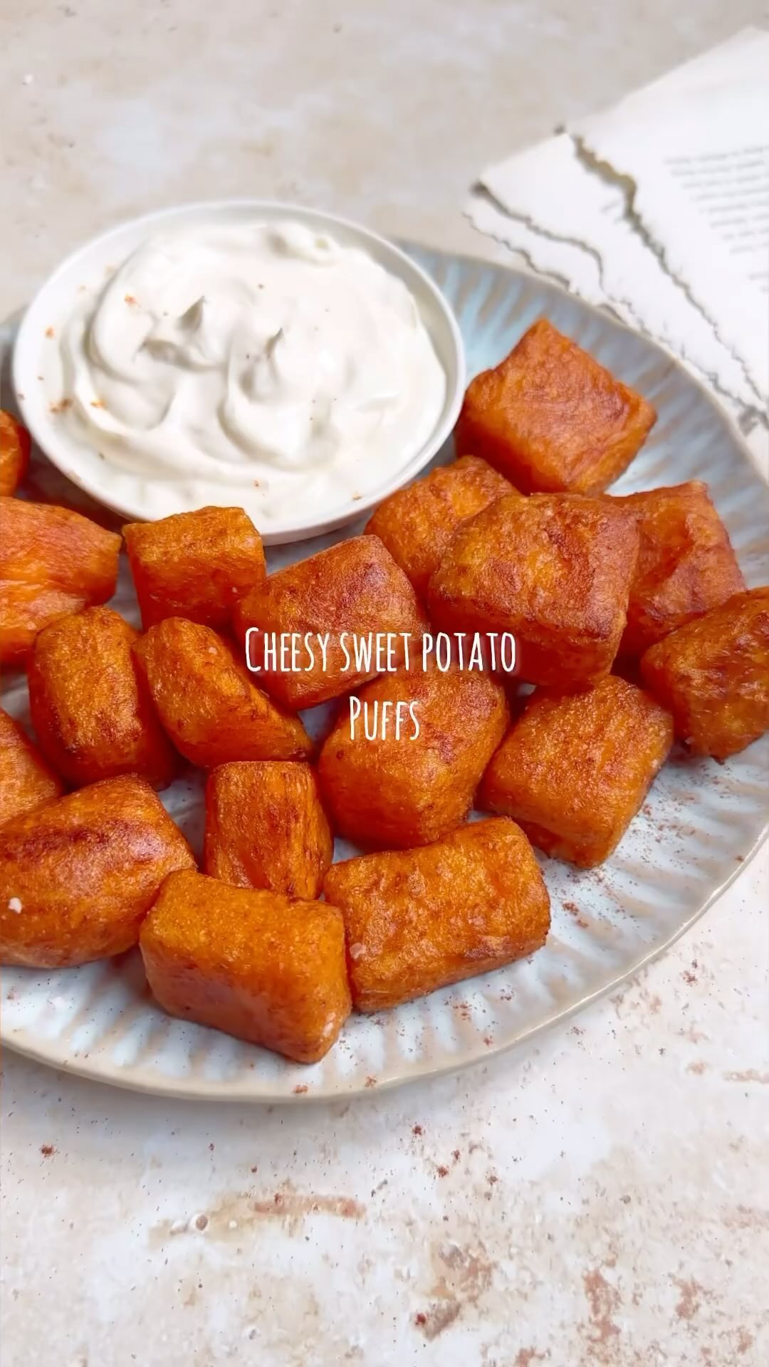 Cheesy sweet potato puffs  with love